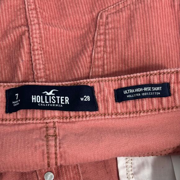 Hollister Corduroy Skirt Sz 7 Mauve Mini Button Academia Preppy Twee School Girl - Picture 10 of 13